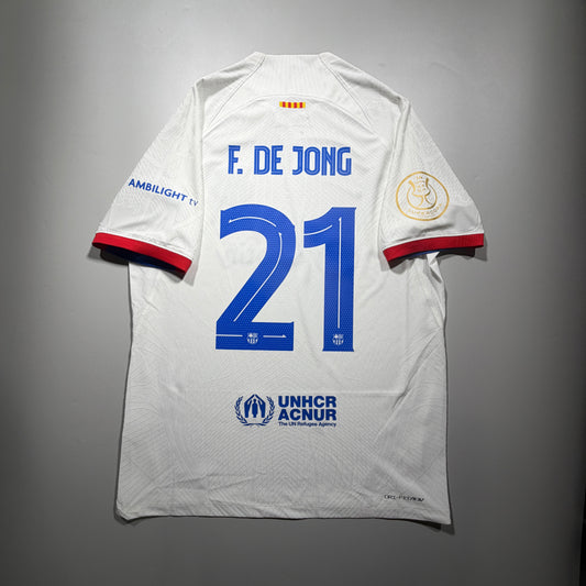 Official #21 F. De Jong 23/24 Barcelona Away Authentic Shirt Supercopa Semi-Final Nike DX2614-101