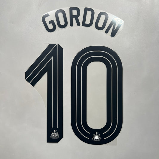 Official #10 Gordon 25/26 Newcastle United Home Name & Number set Club Font