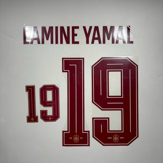 Official #19 Lamine Yamal 2026 Spain Away Name & Number set