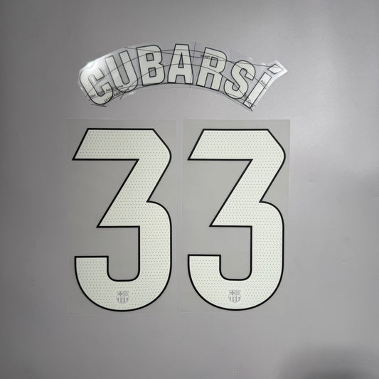 #33 Cubarsi 23/24 Barcelona Home Name & Number set La Liga Font