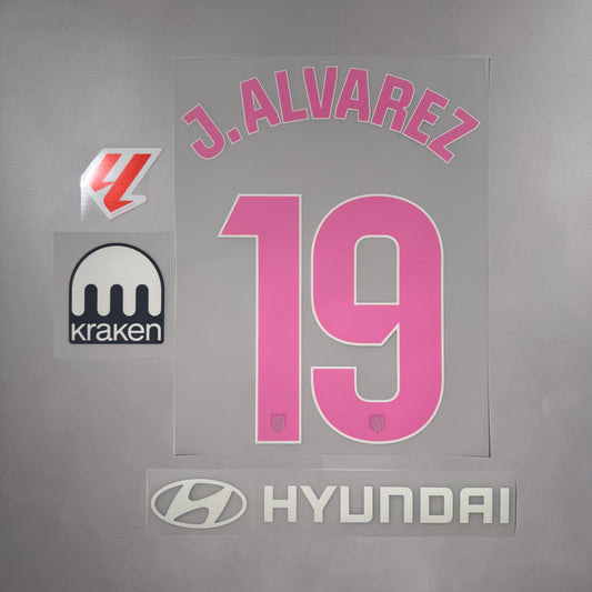 Official #19 J. Alvarez 24/25 Atletico Madrid 3rd Name and Number set La Liga Pack
