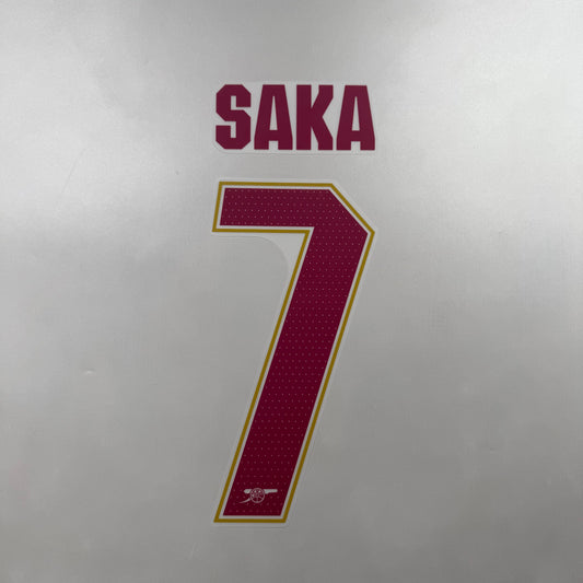 Official #7 Saka 25/26 Arsenal 3rd Name & Numbet set Club Font