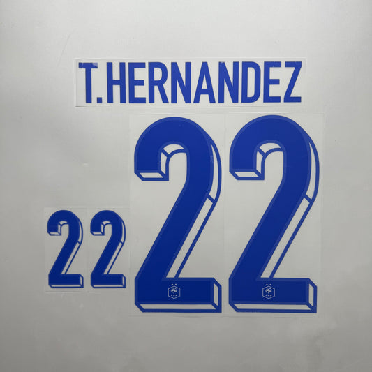 #22 T. Hernandez 2024 France Away Name & Number set Official