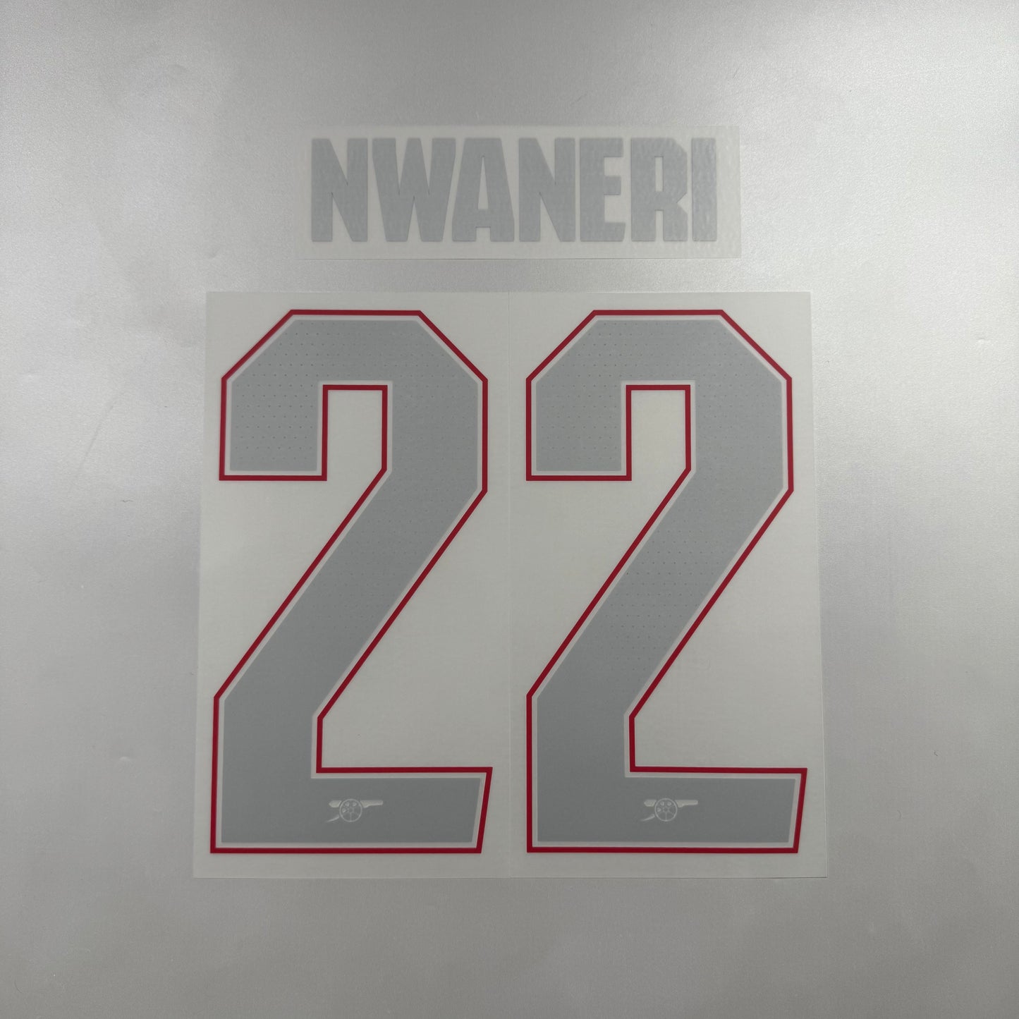 Official #22 Nwaneri 25/26 Arsenal Away Name and Numbet set Club Font