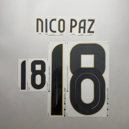 #18 Nico Paz 2024 Argentina Home Name & Number set Official