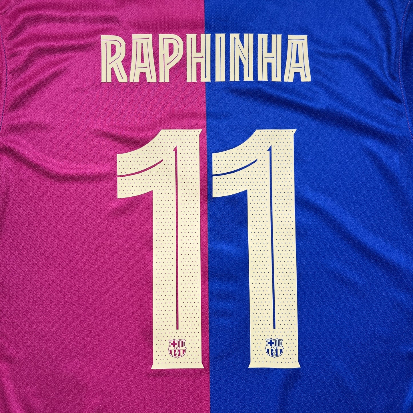 Official #11 Raphinha 24/25 FC Barcelona Home Stadium shirts Copa Del Rey Size L.