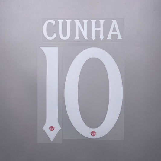 #10 Cunha 25/26 Manchester United Home Name & Number set Club Font