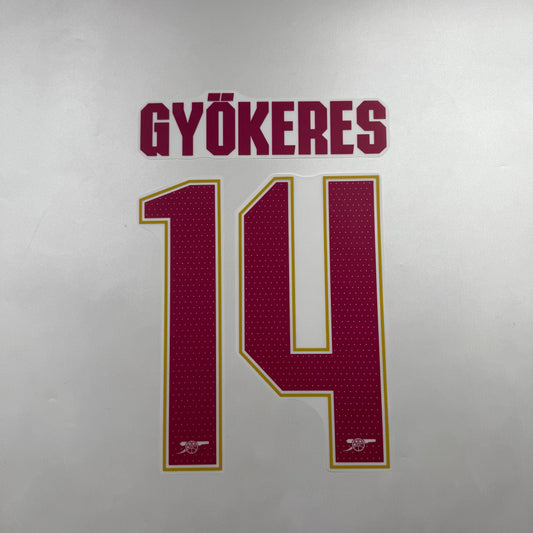 Official #14 Gyokeres 25/26 Arsenal 3rd Name and Number set Club Font
