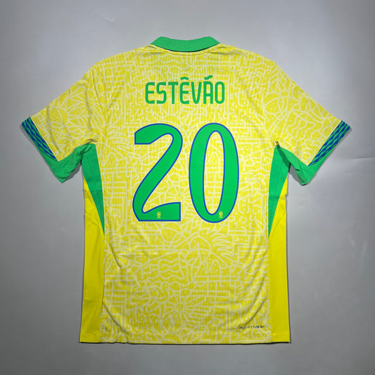 Official #20 Estevao 2024 Brazil Home Authentic Shirt First Goal