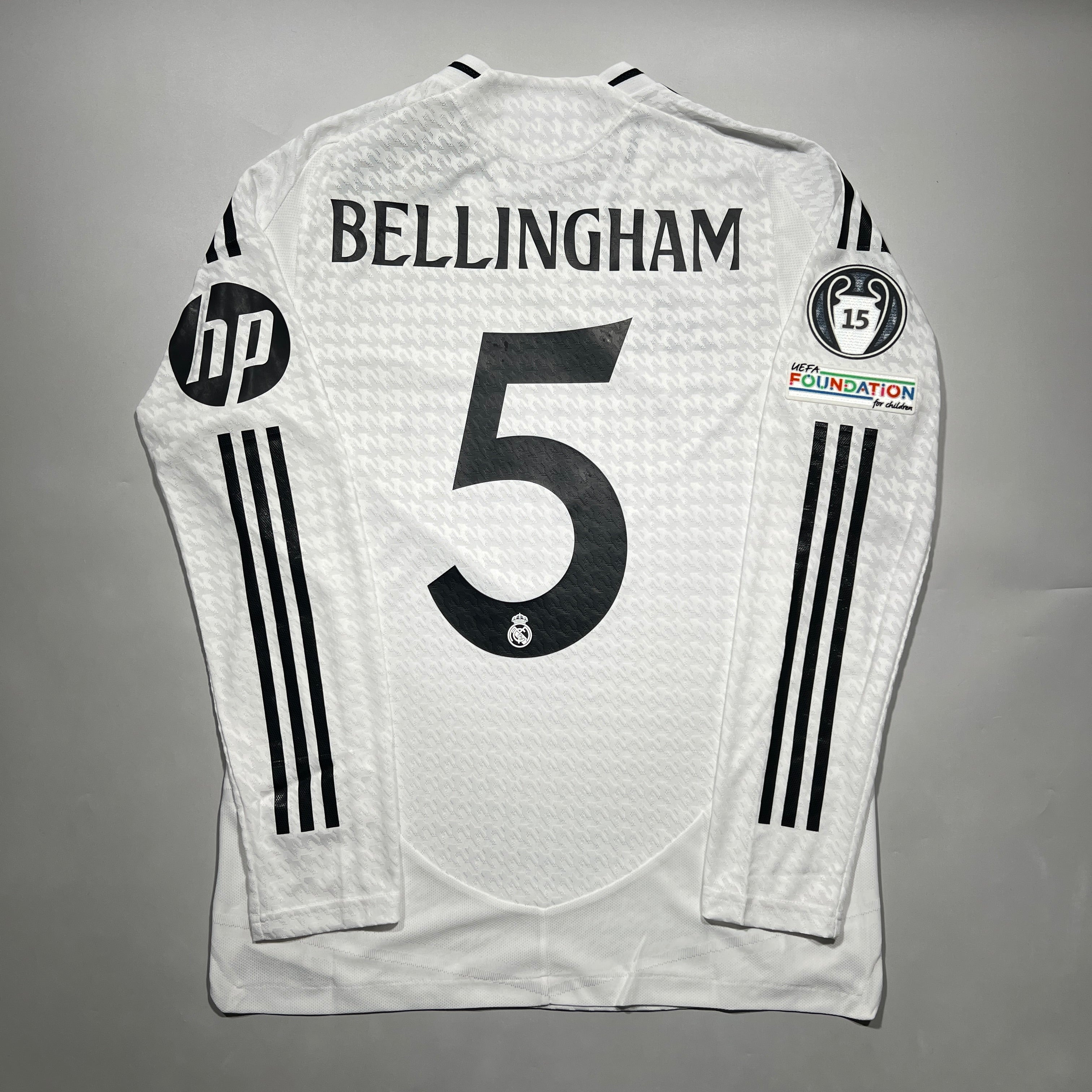 Real Madrid Bellingham 5 ホームシャツ Official #5 Bellingham 24/25 Real Madrid Home Authentic Shirt Long
