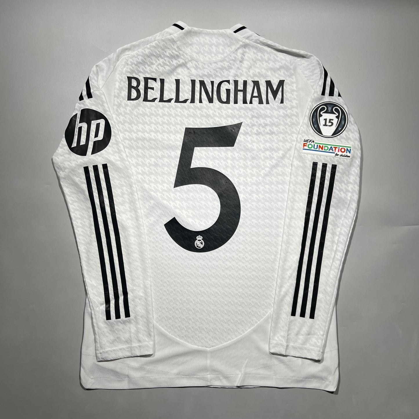 Official #5 Bellingham 24/25 Real Madrid Home Authentic Shirt Long Sleeve UCL Size M (JP:XL)