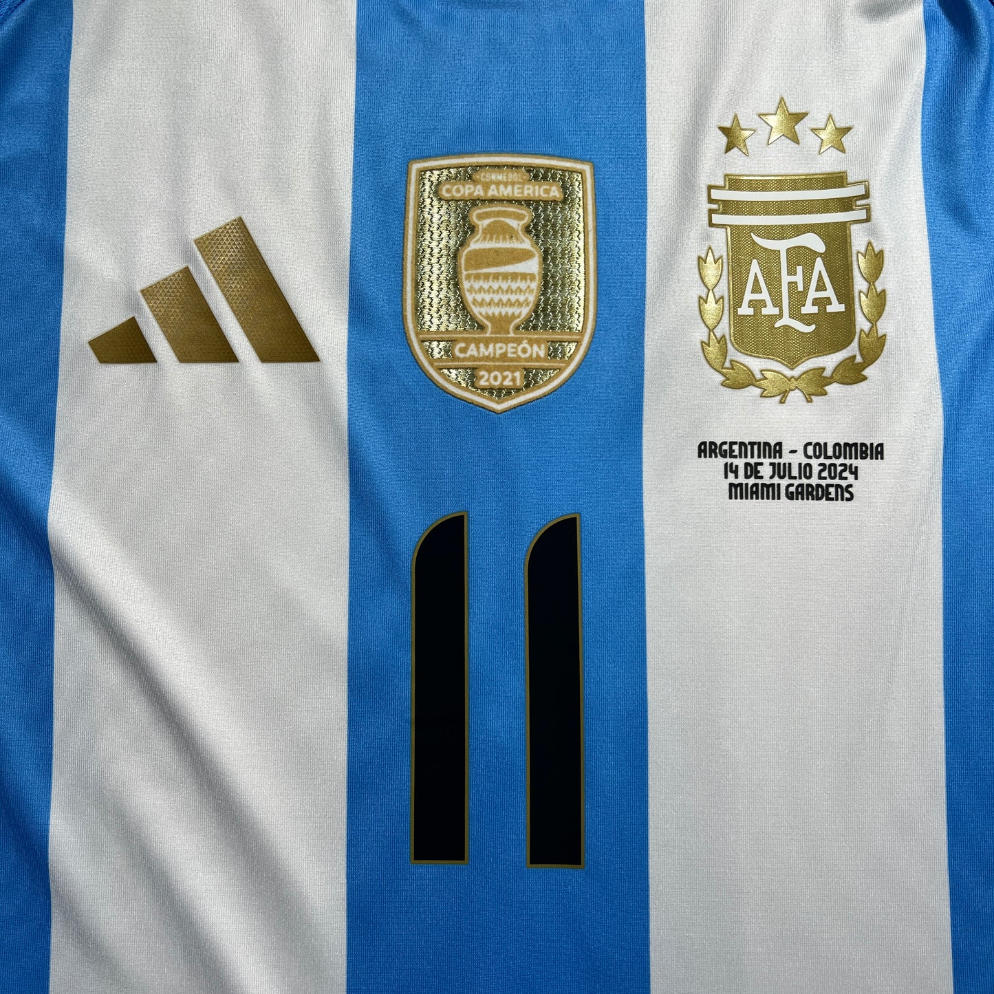 Official #11 Di Maria 2024 Argentina Home Authentic Shirt Copa America USA 2024 Final Last Dance Size S/M（JP:L）