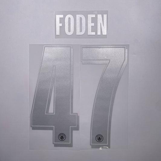#47 Foden 25/26 Manchester City Away Name & Number set Club Font