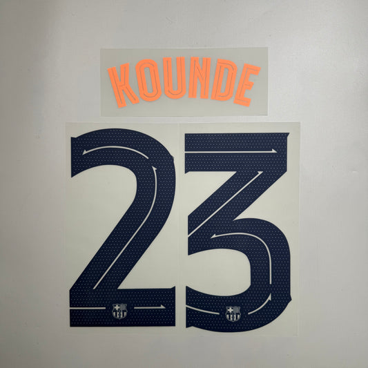 #23 Kounde 25/26 Barcelona 3rd Name & Number set Club Font