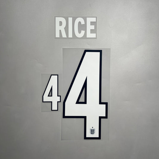 Official #4 Rice 2026 England Away Name & Number set