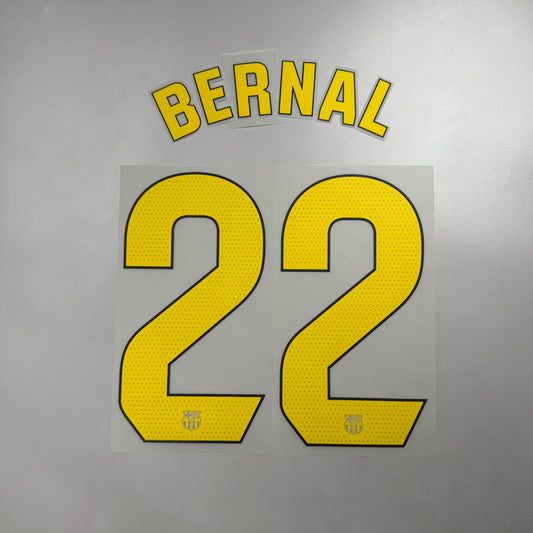 Official #22 Bernal 25/26 FC Barcelona Home Name and Number set La Liga
