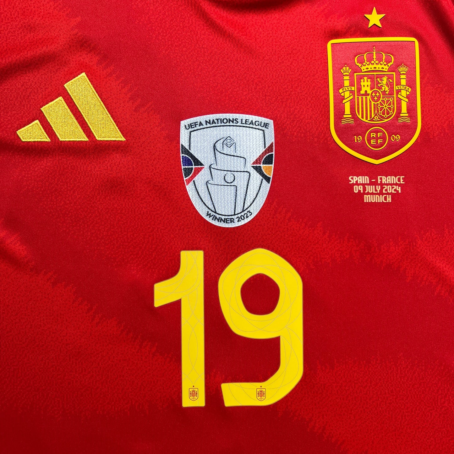 Official #19 Lamine Yamal 2024 Spain Home Stadium Shirt EURO2024 vs France Size JP:2XL