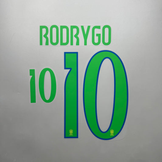 #10 Rodrygo 2024 Brazil Home Name & Number set Official