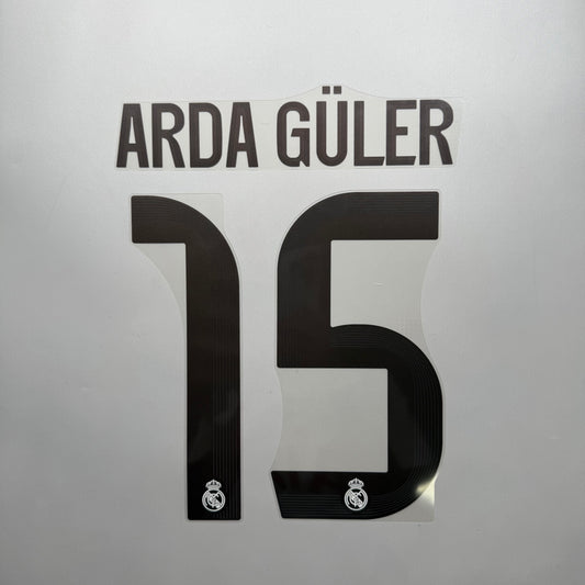 #15 Arda Guler 25/26 Real Madrid Home Name & Number set Official