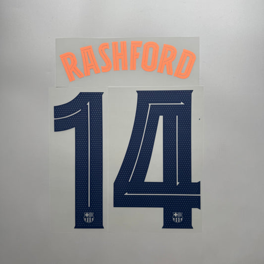 #14 Rashford 25/26 FC Barcelona 3rd Name & Number set Club Font Official