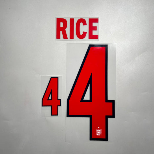 Official #4 Rice 2026 England Away Name & Number set