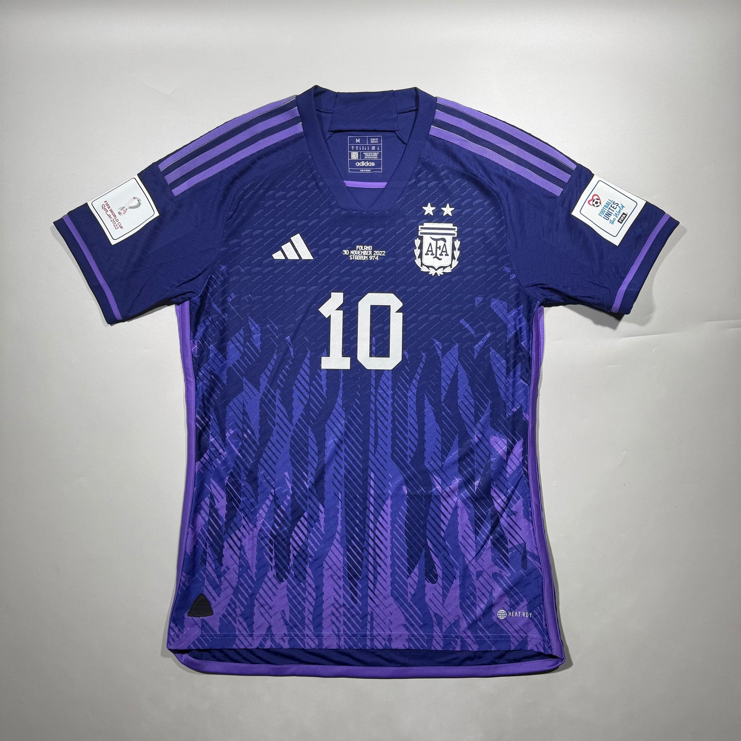 Official #10 Messi 2022 Argentina Away Authentic Shirt  Qatar World Cup Argentina vs Poland Size M=JP:XL