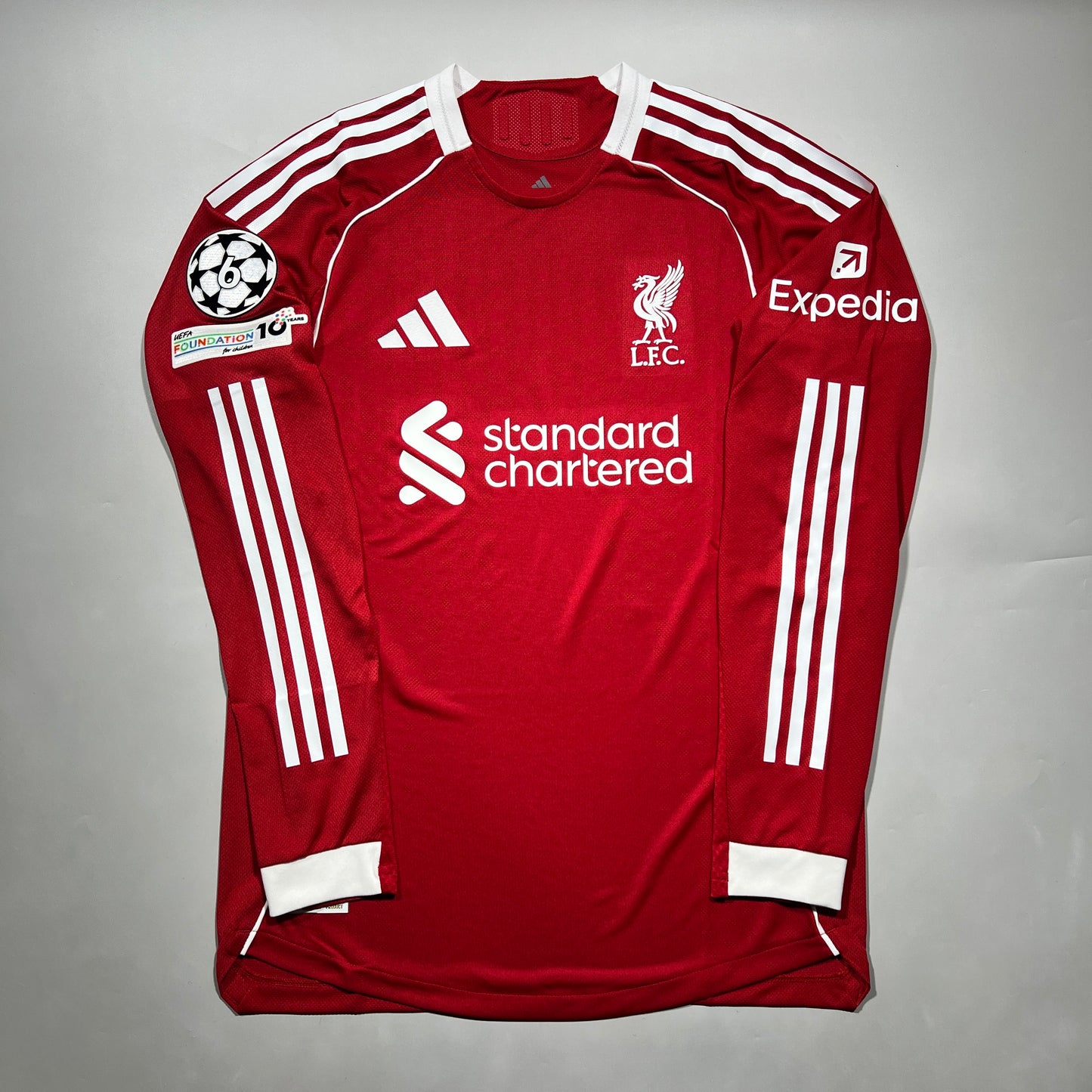 Official #11 M.Salah 25/26 Liverpool Home Authentic Shirt Long Sleeve UCL