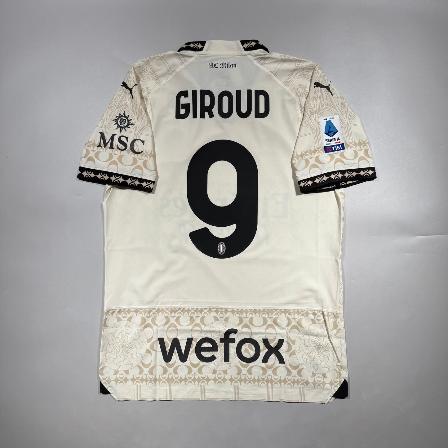 Official #9 Giroud 23/24 AC Milan × Pleasures 4th Authentic Shirt + Box Size M