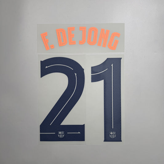 #21 F. De Jong 25/26 Barcelona 3rd Name & Number set Club Font