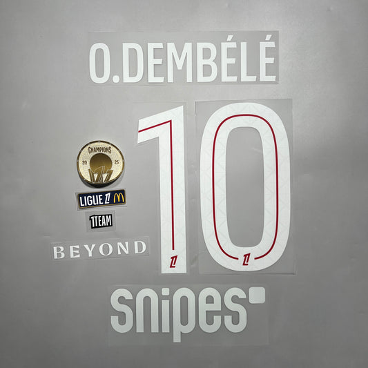 Official #10 O. Dembele 25/26 Paris Saint-Germain Home Ligue 1 Font Full Patch set