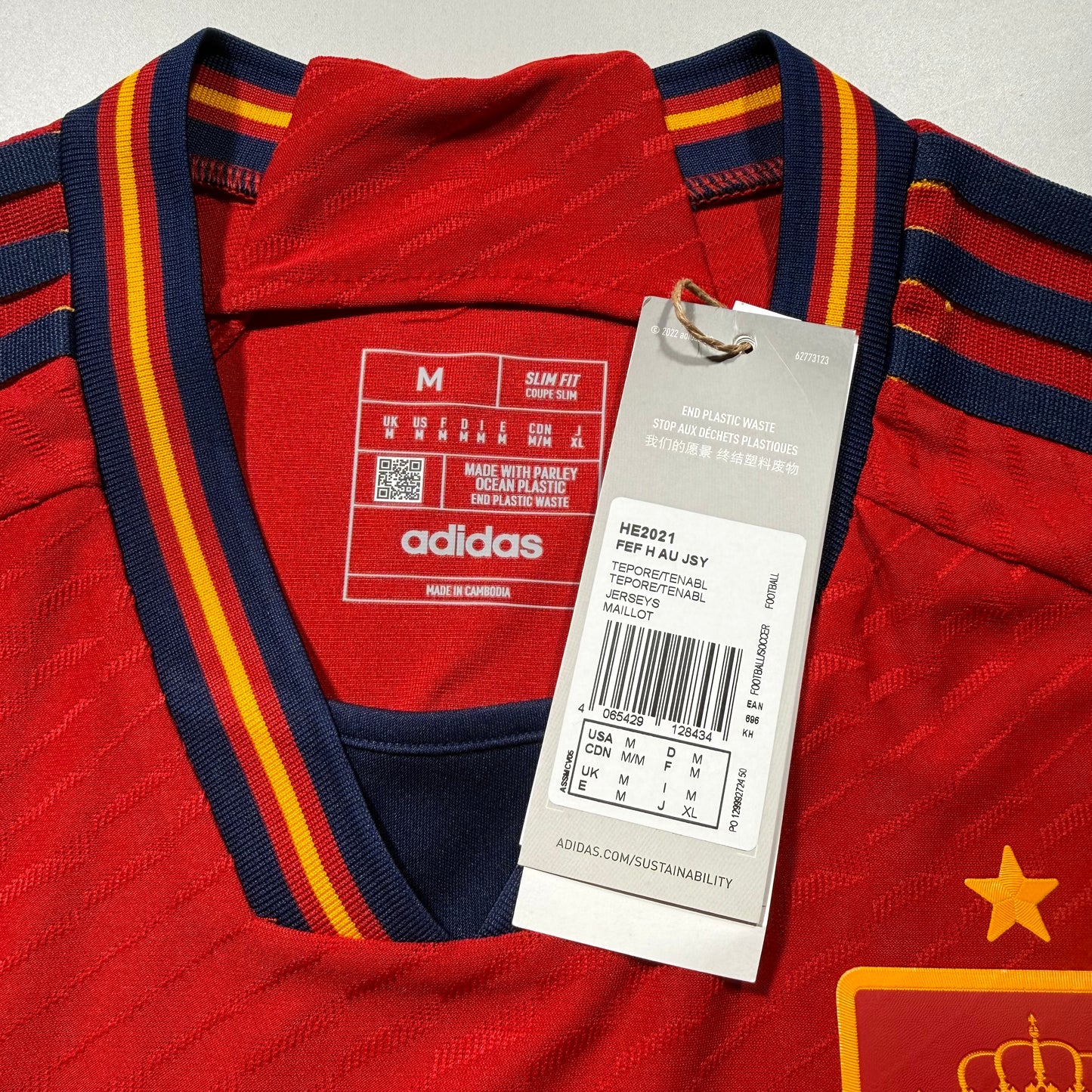 Official #19 Lamine Yamal 2022 Spain Home Authentic Shirt Size M=JP:XL