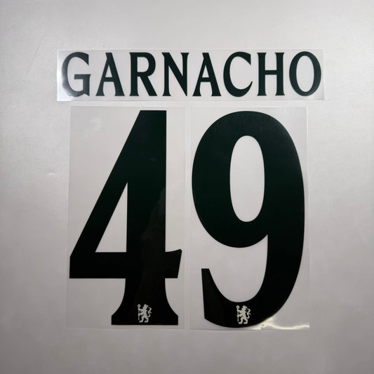 Official #49 Garnacho 25/26 Chelsea FC Away Name and Number set Club Font