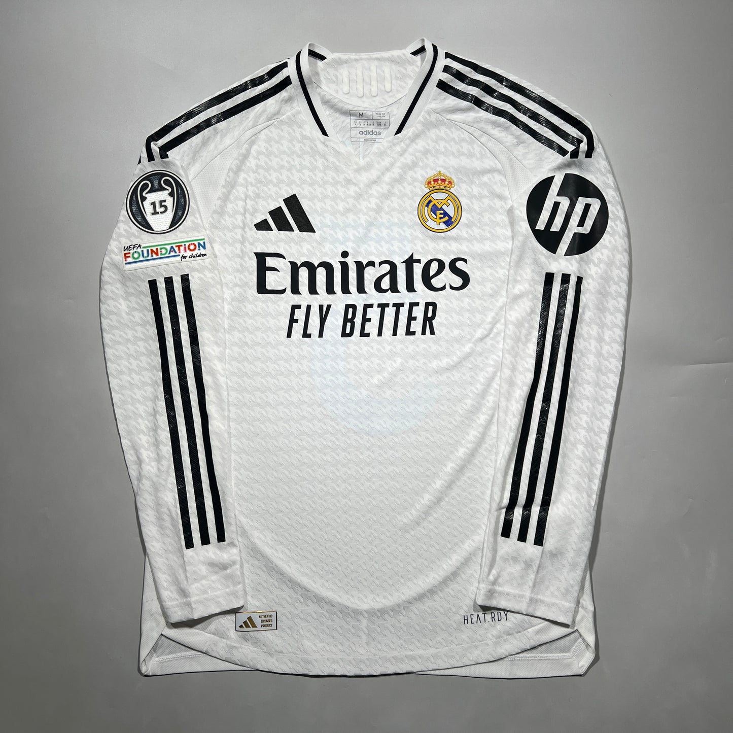 Official #5 Bellingham 24/25 Real Madrid Home Authentic Shirt Long Sleeve UCL Size M (JP:XL)