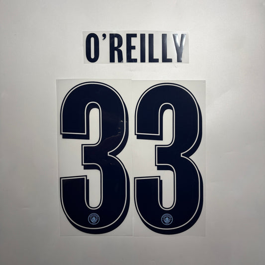 Official #33  O’Reilly 25/26 Manchester City Home Name and Number set Club Font