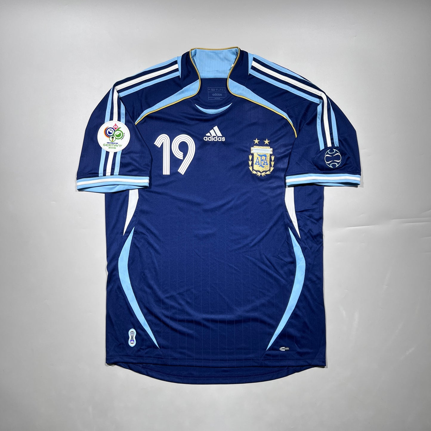 Pre-Order Official #19 Messi 2006 Argentina Away Stadium Shirt + 2006 FIFA World Cup Patch Germany