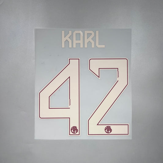Official #42 Karl 25/26 Bayern Munich 3rd Name & Number set for UCL