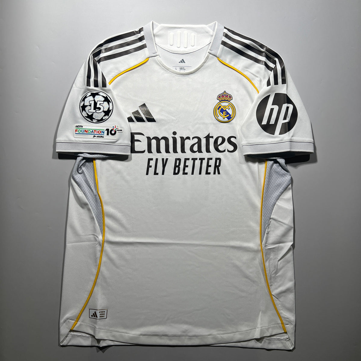 Official #8 Valverde 25/26 Real Madrid Home Authentic Shirt UCL EU Edition Adidas JV5918