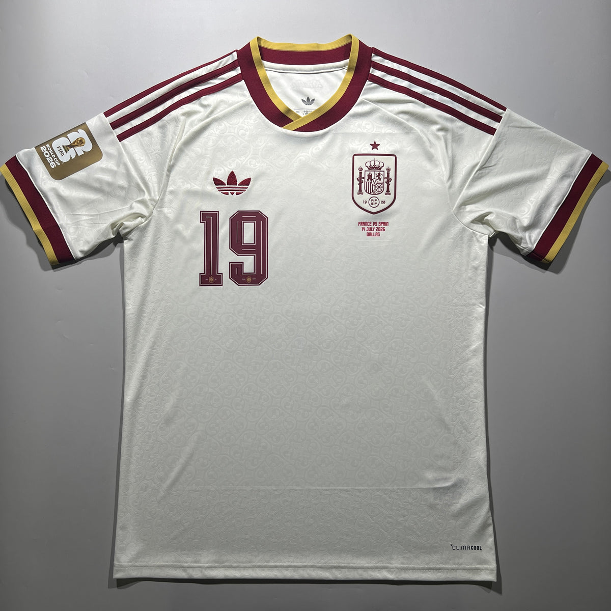 Official #19 Lamine Yamal 2026 Spain Away Stadium Shirt  World Cup vs France Adidas JN4397