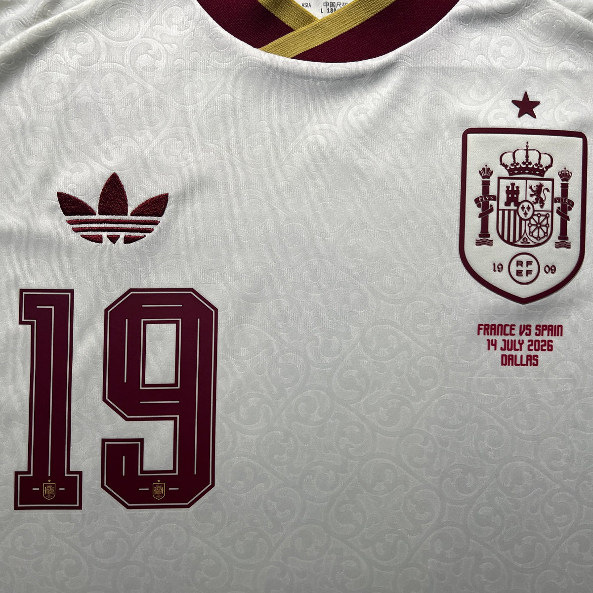 Official #19 Lamine Yamal 2026 Spain Away Stadium Shirt  World Cup vs France Adidas JN4397