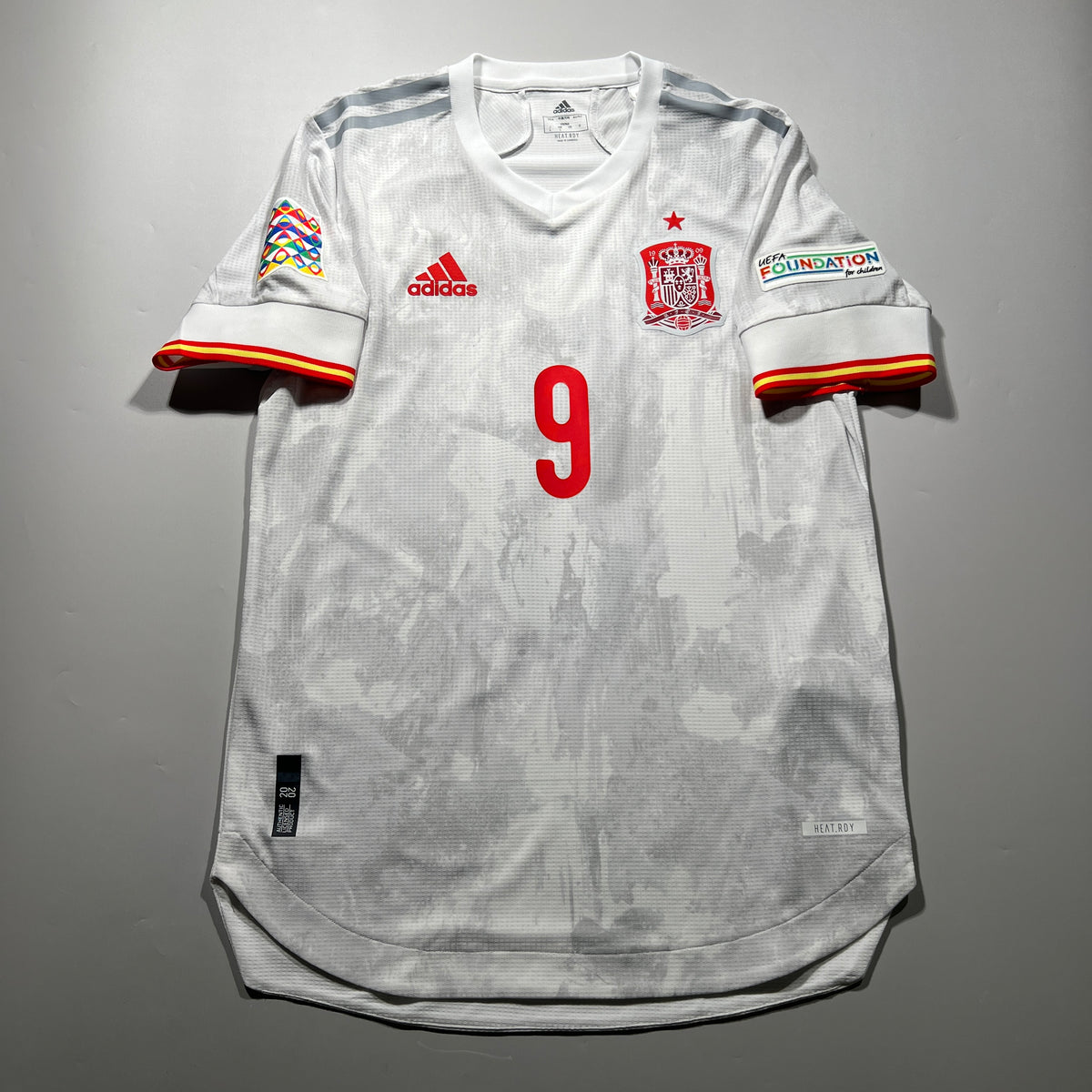 Official #9 Gavi 2021 Spain Away Authentic Shirt UEFA Nations League Adidas FI6239