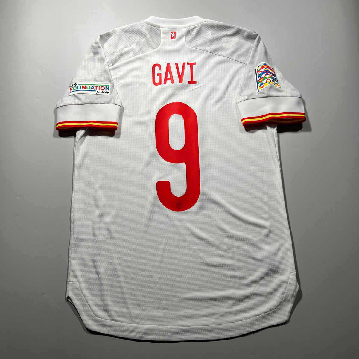 Official #9 Gavi 2021 Spain Away Authentic Shirt UEFA Nations League Adidas FI6239