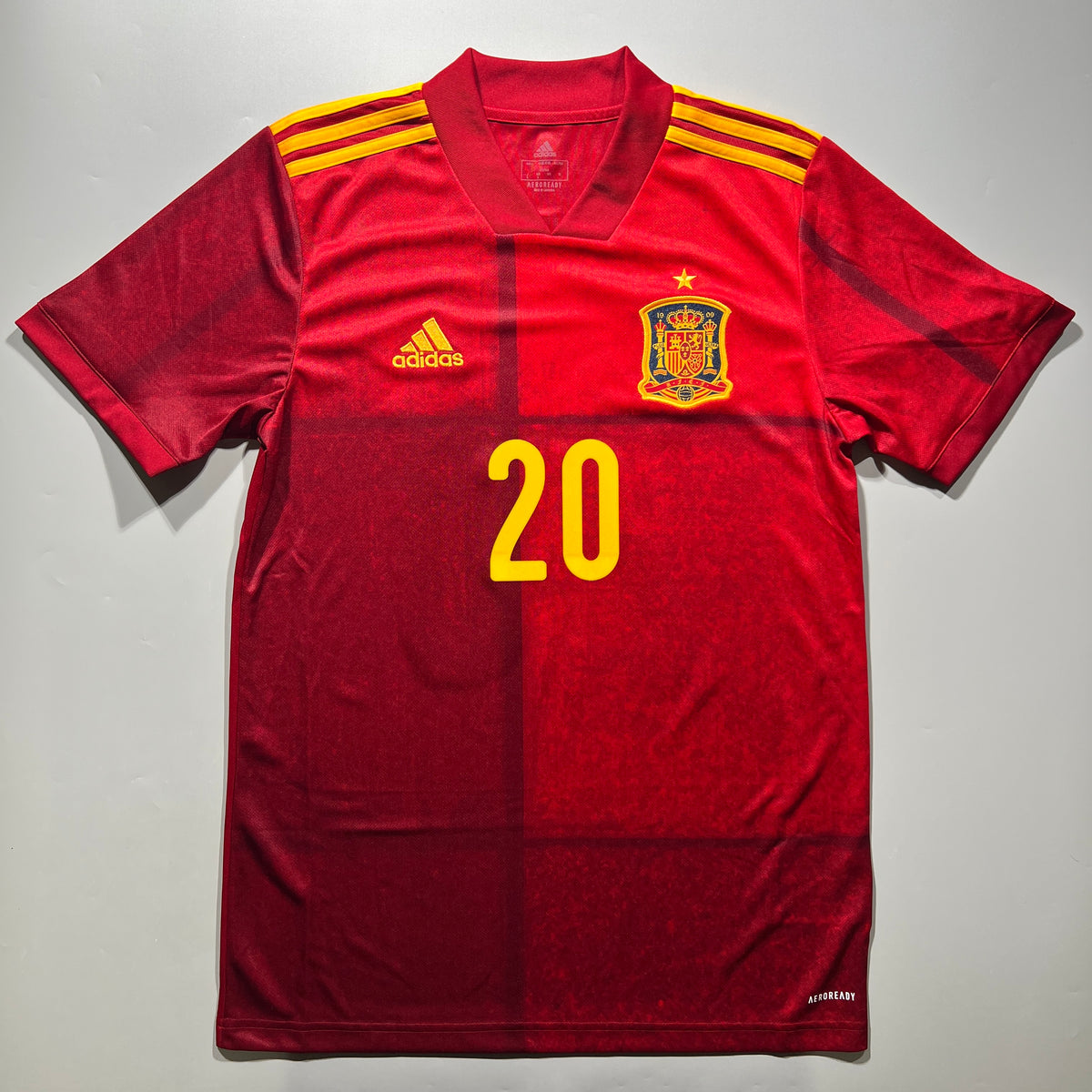 Official #20 Pedri 2020 Spain Home Stadium Shirt Adidas Friendly Match FR8361