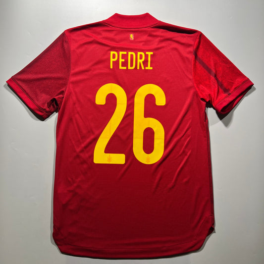 Official #26 Pedri 2020 Spain Home Authentic Shirt Adidas EURO2020 FI6250