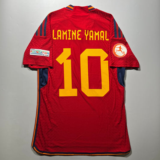 Official #10 Lamine Yamal 2022 Spain Home Authentic Shirt U17 EURO Adidas HE2021