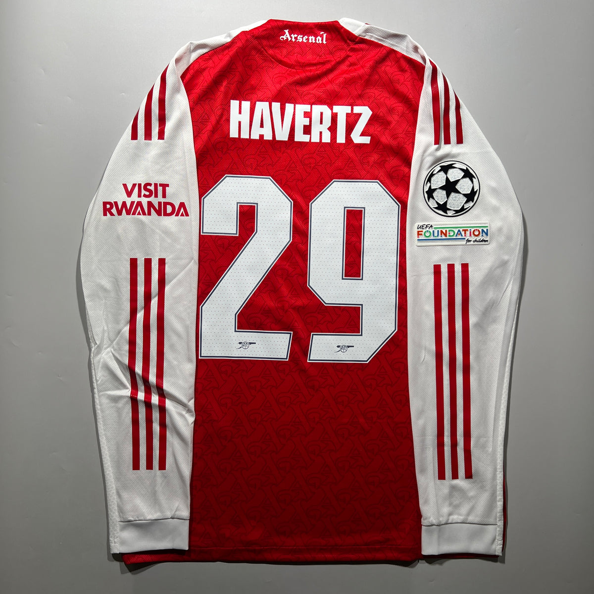 Official #29 Havertz 25/26 Arsenal Home Authentic Long Sleeve Shirt UCL Final EU Edition Adidas JJ1833