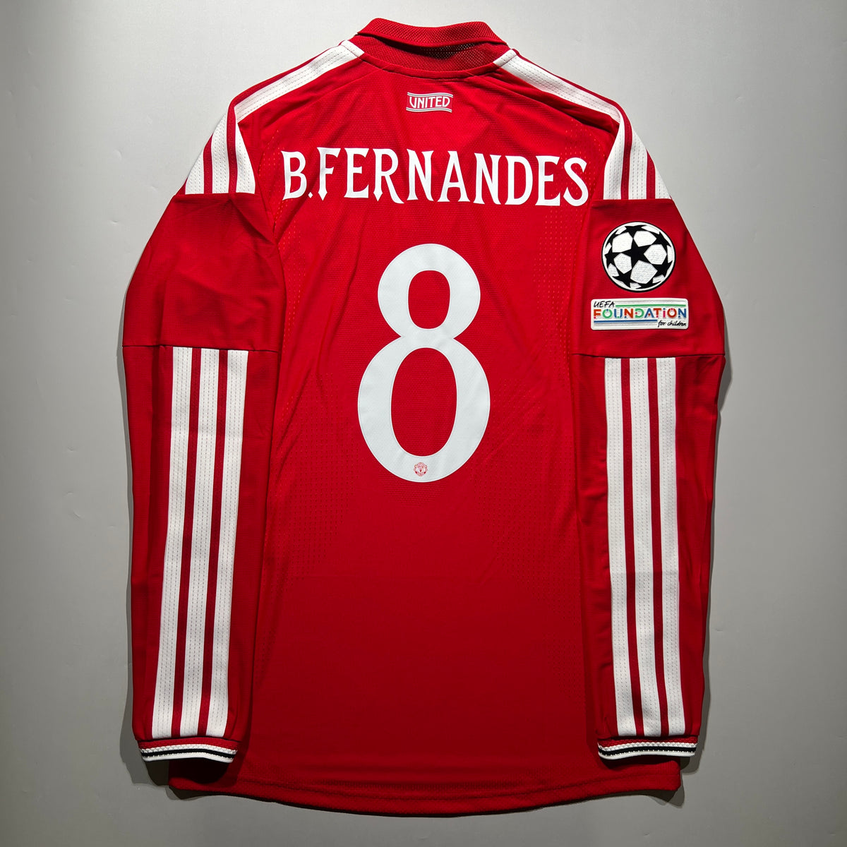 Official #8 B.Fernandes 26/27 Manchester United Home Authentic Long Sleeve Shirt UCL Adidas KC4803
