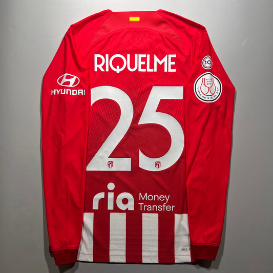 Official #25 Riquelme 23/24 Atletico Madrid Home Player Issue Long Sleeve Shirt Copa del Rey Nike FJ2612-613