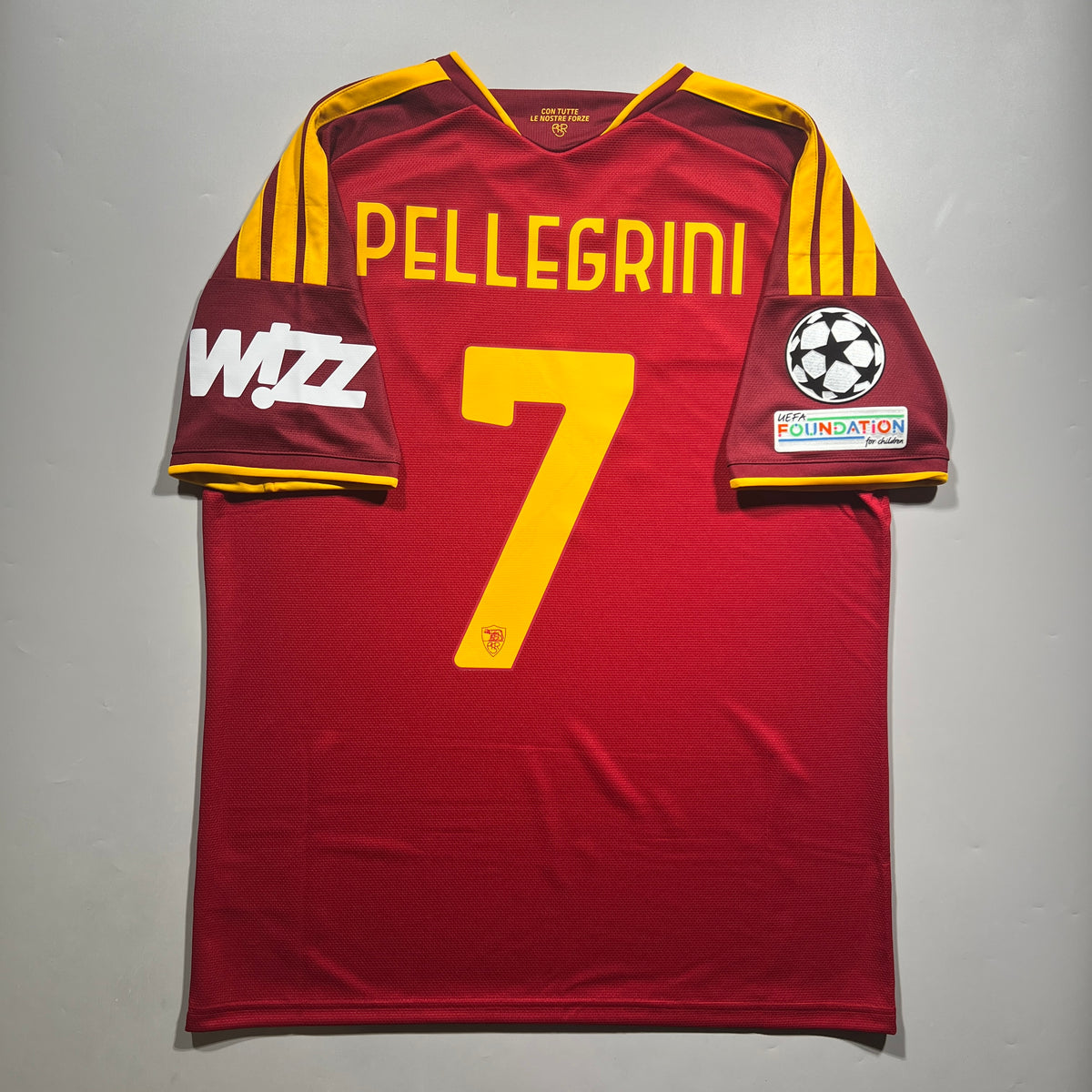 Official #7 Pellegrini 26/27 AS Roma Home Stadium Shirt UCL Adidas KW4631