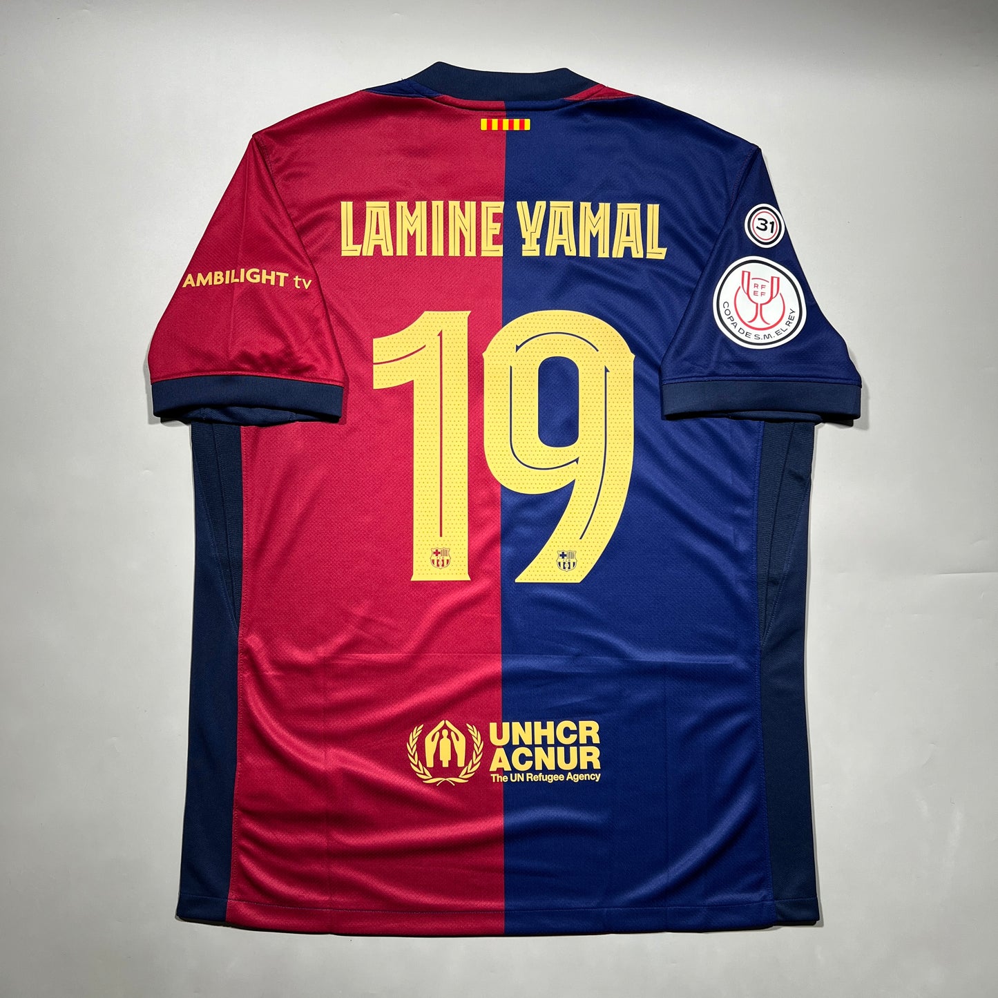 Official #19 Lamine Yamal 24/25 FC Barcelona Home Stadium shirts Copa Del Rey Size L