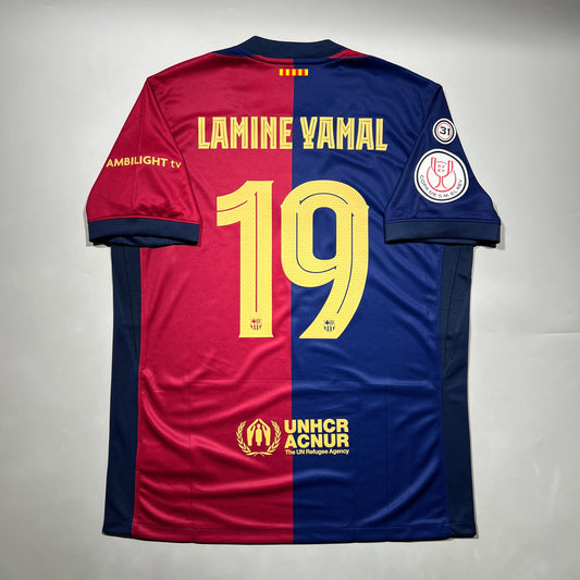 Official #19 Lamine Yamal 24/25 FC Barcelona Home Stadium shirts Copa Del Rey Size L